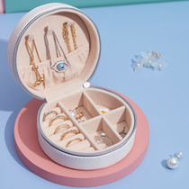 Multifunctional portable jewelry box with mirror travel small mini jewelry bag Korean earrings earrings storage box