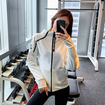 Zipped outdoor sports jacket Women loose long style Speed Dry Running Tandem Hat Fitness Clothing Long Sleeve Yoga Blouse Hood Cardigan