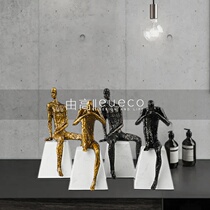  Modern metal material thinking figure sculpture decoration Light luxury style Home club lobby study soft decoration