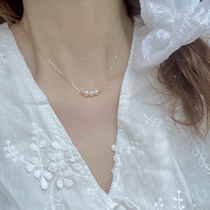 Natural Freshwater Pearl Necklace USA 14k BAG GOLD BRIEF LOCK BONE CHAIN LIGHT EXTRAVAGANT Smile Net Red Jewellery