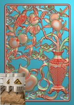 Multi-treasure Flower Bird Stone Sculpture Through Carved Hollowed-out Gourd Pomegranate Finely Carved Tubou Vases Wood Sculpture