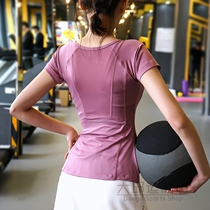 Korean breathable mesh fitness t-shirt womens thin quick-drying clothes Running training sports top tight yoga short sleeve