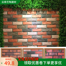 Cultural fossil exterior wall brick cultural brick villa red brick white brick background wall brick retro restaurant antique tile