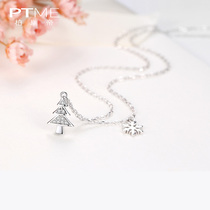 925 Silver Necklace Female Korean version of minimalist student ins niche design Christmas tree snowflake choker pendant with accessories