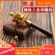 Buddhism pure copper instruments eight auspicious painted lotus flower green mother heart hand shake warp wheel