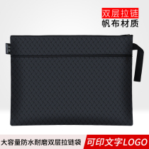 Jianteng A4 file bag canvas thickened multi-layer business information bag conference portable file bag black file bag custom printing logo
