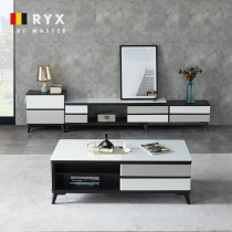 Riyuexin modern simple coffee table TV cabinet combination small apartment furniture tempered glass retractable floor cabinet tea table