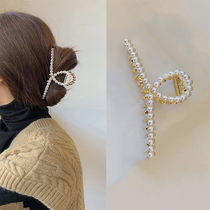 Net red 2021 New Pearl hairclip female 2020 back head headwear hair grab clip Korean hair accessories