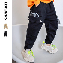 Blue cloth shop boys pants spring clothes 2021 new children Foreign style casual pants in the big children spring and autumn trousers tide