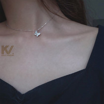 Butterfly necklace female s925 sterling silver temperament simple ins tide clavicle niche design sense light luxury cold wind pendant