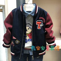 Boys thin coat spring and autumn new jacket baseball clothing in big childhood bear dress TKJJ93804A
