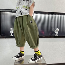 Boy Pants 2022 New Summer Clothing Children Light Cage Pants Turnip Slim Fit Kharen Pants Summer Handsome Shorts Wave Dress