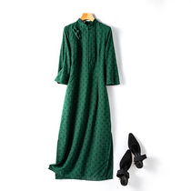 The new 2021 retro temperament young with improved one-piece dress cotton linen Old Shanghai girls autumn long flag robe