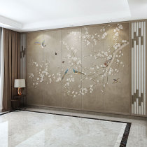 Modern Chinese broiling flowers and birds sofa living room bedroom wall soft bag custom TV background wall hard bag decoration