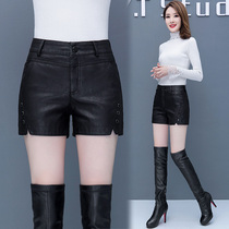Leather shorts women autumn and winter 2021 New High waist Joker fashion base leather pants show slim boots pants wear winter