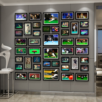 Snooker star poster billiard room solid wood photo wall billiard hall decoration bar clubhouse beauty photo frame hanging picture