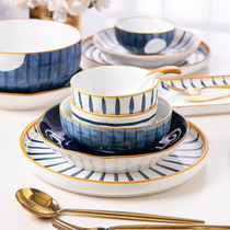 Day-style glazed down colour dishes Dish Suit Bowls Dish Home Ceramic Rice Bowl single large Number of broth bowls Noodle Bowl Combined