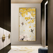 Gold Leaf Gingko Hand-painted Oil Painting Hyun Guan Decoration Painting Light Extravagant Wall Painting Restaurant Nordic Wind Living Room Hanging Painting Veranda
