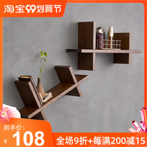 Solid wood wall shelf TV wall decoration wall hanging wall bedroom partition living room bookshelf Wall Wall shelf