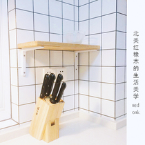 Nordic pure solid wood word partition wall shelf Red Oak solid wood decorative shelf Living room wall wall hanging shelf