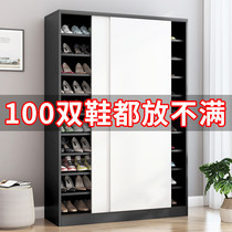 Shoe cabinet household door large capacity simple modern high vertical sliding door Balcony storage cabinet outside the door solid wood shoe rack