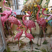 Wrought iron Flamingo ornaments hollow feather garden lawn decorations courtyard villa open air decoration