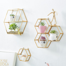 ins wind hexagon wall-mounted room home decoration ping-room bedroom modern minimalist wall decorated shelve