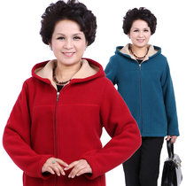 Middle-aged and elderly plus velvet thickened fleece jacket large size double-sided velvet sweater mother with fleece jacket women middle-aged warm