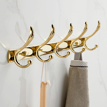 Gold coat hook bedroom wall coat hook wall hanging clothes hook living room door European style row hook can avoid punching