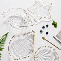 Glass saucer ocean saucer star shell conch plate snack dish jewelry creative dessert salad dish