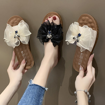 Tide Card 2020 Summer New Bow Tie Slippers Female Outwear Fashion 100 Hitch Mesh Red Thick Bottom Pine Pastry Sandstorm