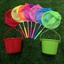 Stainless steel telescopic childrens fishing net insect butterfly Dragon net catch shrimp fishing net bag outdoor toys