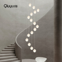 Stairs crystal chandelights Nordic rotating modern light lavish creative personality glass lamp duplex long hanging living room headlamps