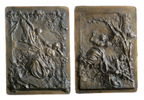 Incense bar-Relief -- Rococo scene Western antique -- French antique copper