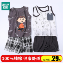 Yoyo Kids Pajamas Summer Thin Cotton Homewear Boys Baby Kids Short Sleeve Sets