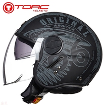 American TORC Motorcycle Helmet Summer Men And Women Retro Semi Armor Double Lens Locomotive Helmets Electric Safety Helmet