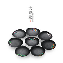 Big porcelain hall cloisonne black pottery coaster kung fu tea set handmade tin ceramic insulation pad tea tray accessories