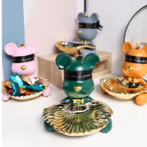 Simple creative violence bear tray fitting modern home living room TV cabinet mask key to collect desktop setting