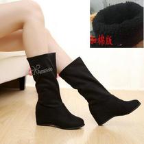 Winter rhinestones over knee boots stretch velvet cloth boots womens boots fashion flat-bottom boots womens shoes