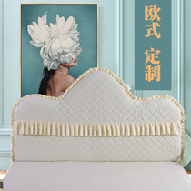 Headboard hood European-style semi-circle arched set for irregular old custom leather bed solid wood cloth art down backrest protective sleeve