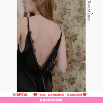 Room for RooMance Ru Man Division Classic emulation Silk beauty back deep V Sexy lace Sexy Lace sleeping skirt Home Home Dress