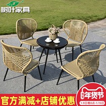 Outdoor Balcony Table And Chairs Small Tea Table Three Sets Outdoor Casual Rattan Chairs Modern Minima Courtyard Coffee Vines choreography