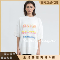 we11done official website 21ps color barrage letter thin sweater welldone short-sleeved sweater