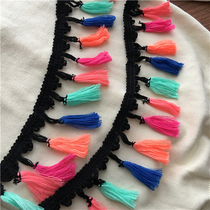 Ethnic style color tassel broom head tow hanging ear scarf skirt hat diy lace accessories decorative materials