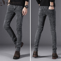 Jeans men slim feet 2020 Spring New Korean trend handsome versatile gray men pants nzk