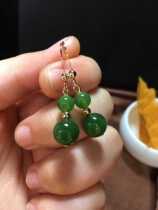 Natural Xinjiang Hetian Jasper ball drop earrings 14 gold inlaid womens exquisite ear hook original design without black dots