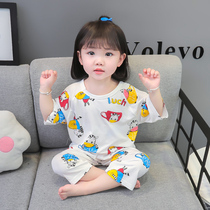Girls Modale sleepwear Summer Childrens clothes Children slim fit girls Summer Girl Baby Air Conditioning Home Suit Suit