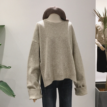 Lolora Spring and Autumn Wool Pullover Sweater Womens Sift Front Short Back Long Button Flush Thickening Warm Sweater