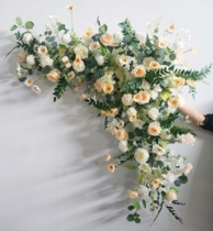 Emulation Finished Corner Flower Row Background Flower Wedding head flower wedding arrangement props rose to decorate the silk flower wall