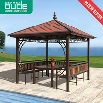 Oude outdoor gazebo anticorrosive wood courtyard shading pavilion Creative swing garden carbonized wood grape rack Bed and breakfast